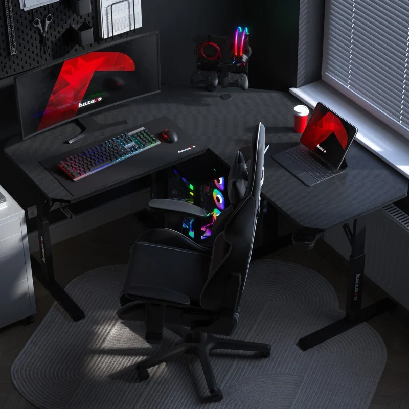 Gaming-Eckschreibtisch Huzaro Hero 7.3 Black mit Höhenverstellung