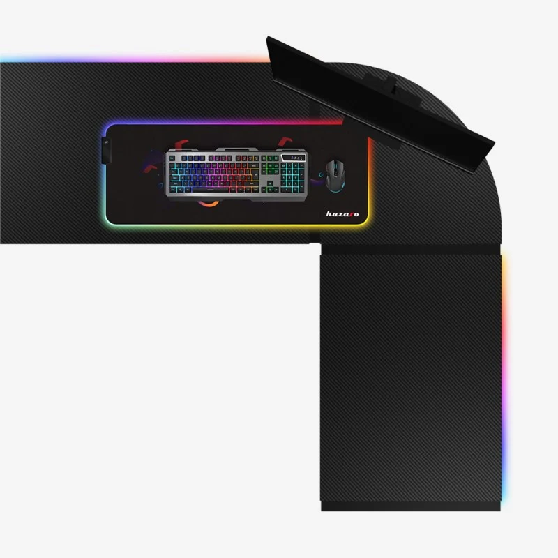 Huzaro Hero 6.3 RGB Gaming-Eckschreibtisch, Schwarz, 154 cm