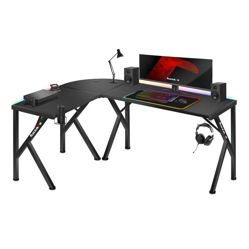 Huzaro Hero 6.3 RGB Gaming-Eckschreibtisch, Schwarz, 154 cm