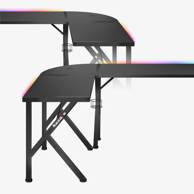 Huzaro Hero 6.3 RGB Gaming-Eckschreibtisch, Schwarz, 154 cm