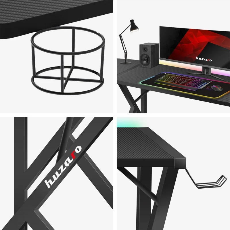 Huzaro Hero 6.3 RGB Gaming-Eckschreibtisch, Schwarz, 154 cm