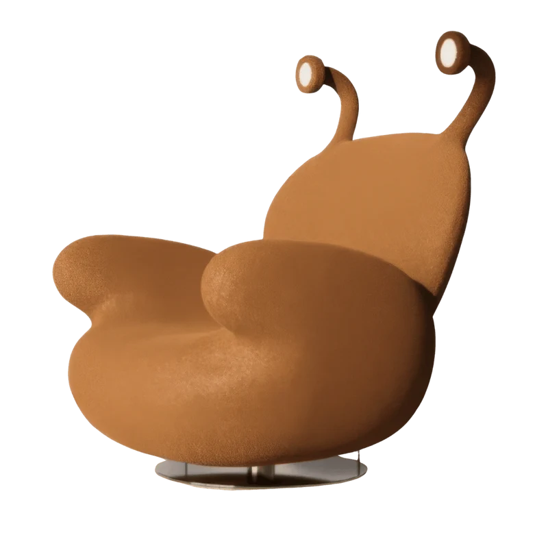 Crab Sculptural Lounge Chair with Rotating Base & Ambient Light