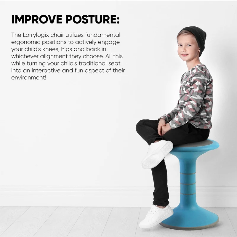 LorryLogix Wobble Chair For Kids - Ergonomic Wobble Stool To Encourage Right Posture, Balance & Strengthen Core