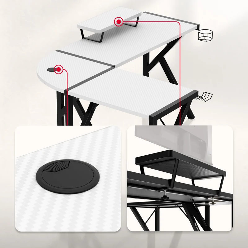 Gaming-Eckschreibtisch Huzaro Hero 6.3 White 154 cm