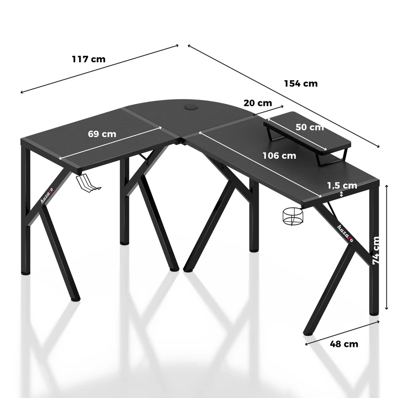 Huzaro Hero 6.3 Black Eck-Gaming-Schreibtisch 154 cm