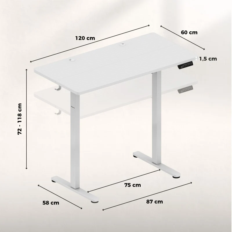 Elektrischer Gaming-Schreibtisch Huzaro Hero 8.1 White
