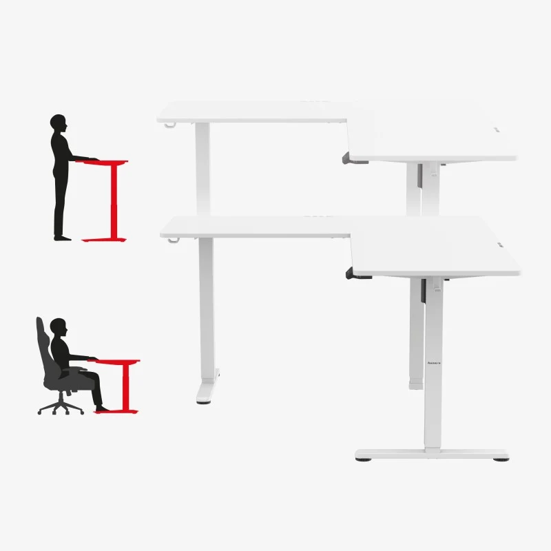 Huzaro Hero 9.5 White 160 cm elektrischer Eckschreibtisch