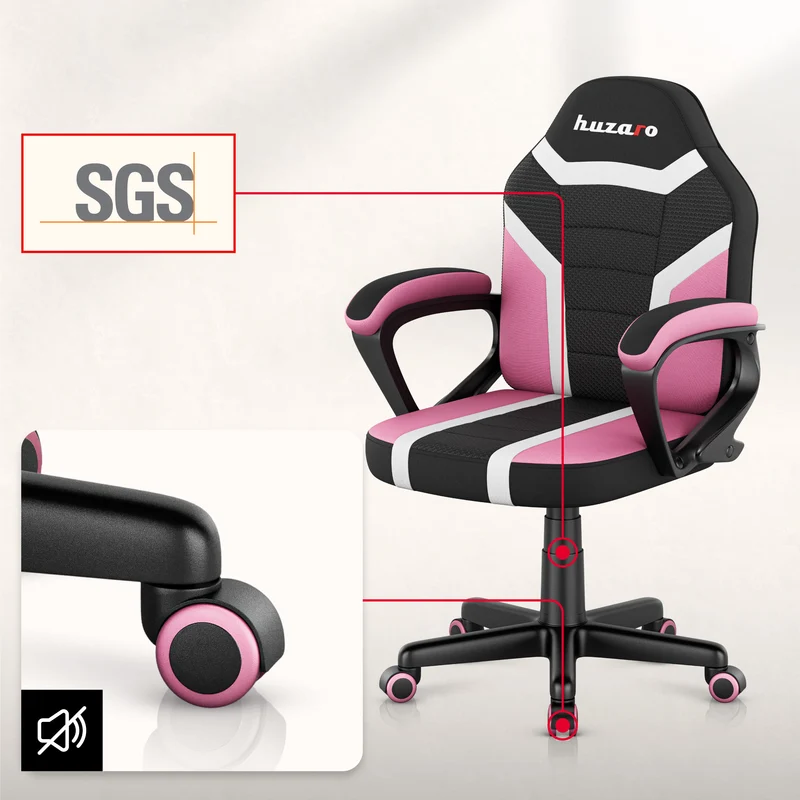 Gaming-Stuhl für Kinder HUZARO RANGER 1.0 Pink Mesh