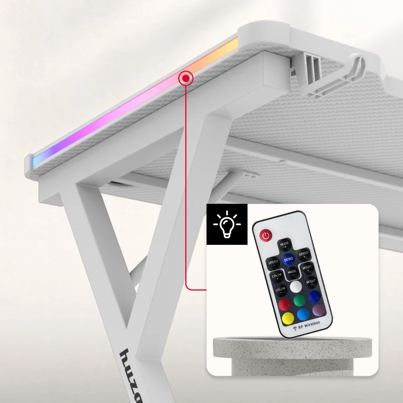 LED-Gaming-Schreibtisch Huzaro Hero 2.3 RGB Weiß 120 cm