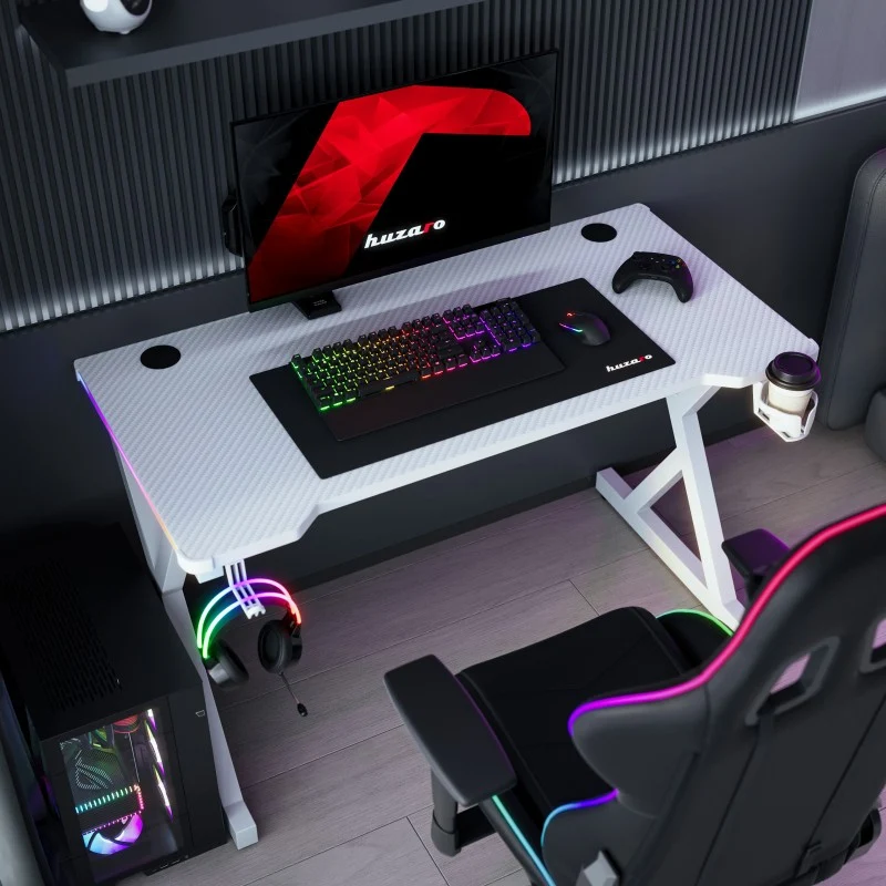 LED-Gaming-Schreibtisch Huzaro Hero 2.3 RGB Weiß 120 cm
