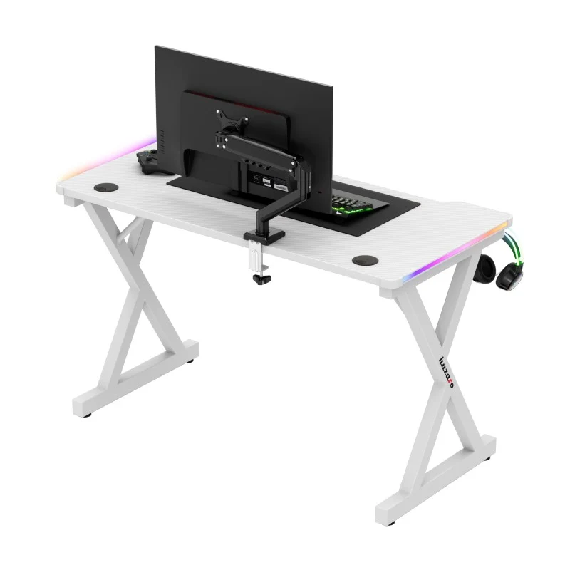 LED-Gaming-Schreibtisch Huzaro Hero 2.3 RGB Weiß 120 cm