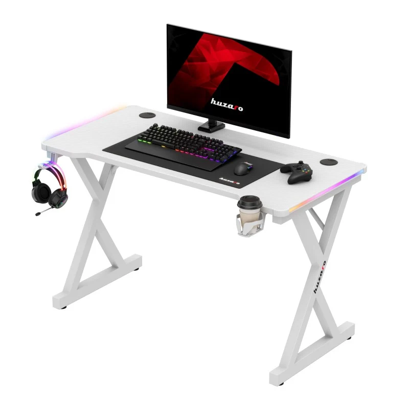 LED-Gaming-Schreibtisch Huzaro Hero 2.3 RGB Weiß 120 cm