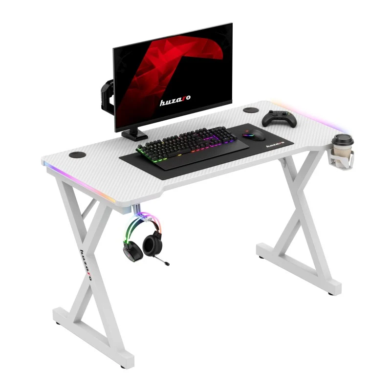 LED-Gaming-Schreibtisch Huzaro Hero 2.3 RGB Weiß 120 cm