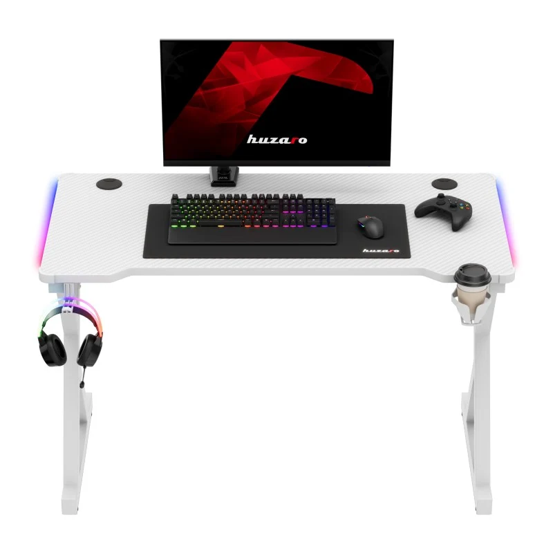 LED-Gaming-Schreibtisch Huzaro Hero 2.3 RGB Weiß 120 cm