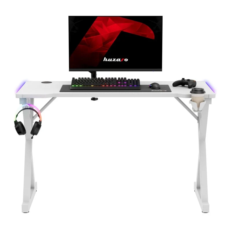 LED-Gaming-Schreibtisch Huzaro Hero 2.3 RGB Weiß 120 cm