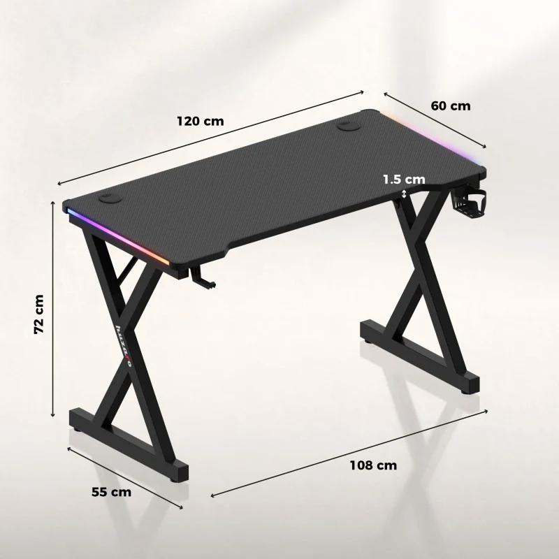 Huzaro Hero 2.3 RGB Gaming-Schreibtisch LED 120 cm