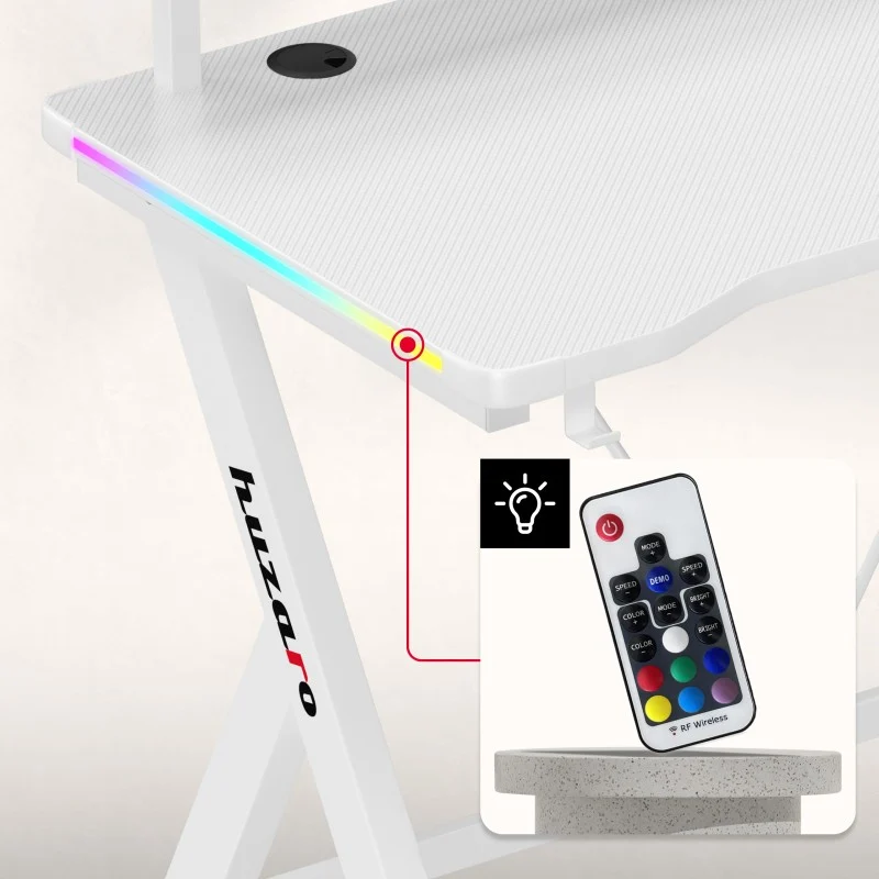 Gaming-Schreibtisch LED Huzaro Hero 1.9 RGB White 120 cm