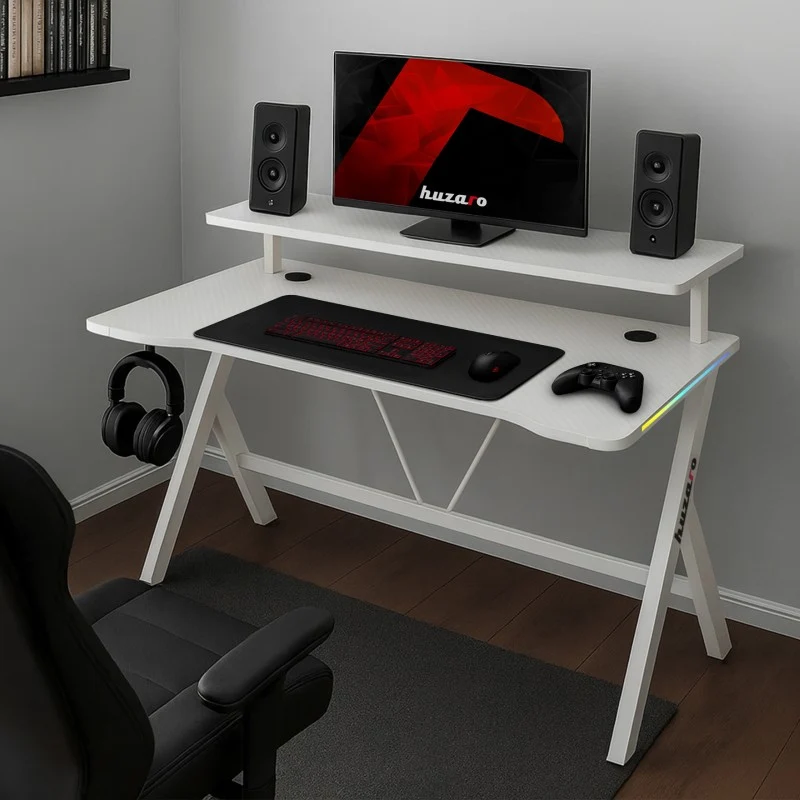 Gaming-Schreibtisch LED Huzaro Hero 1.9 RGB White 120 cm
