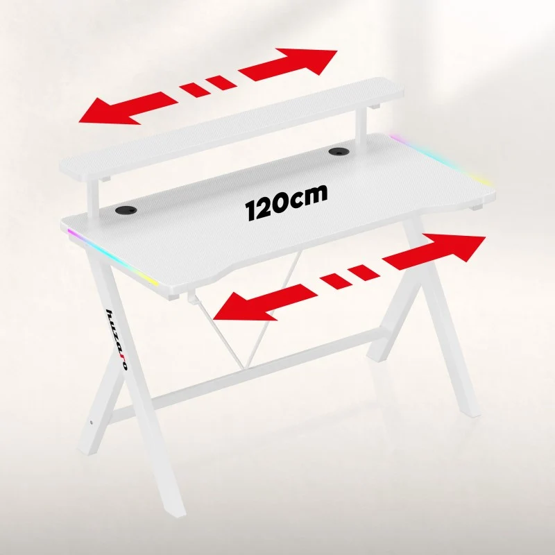 Gaming-Schreibtisch LED Huzaro Hero 1.9 RGB White 120 cm