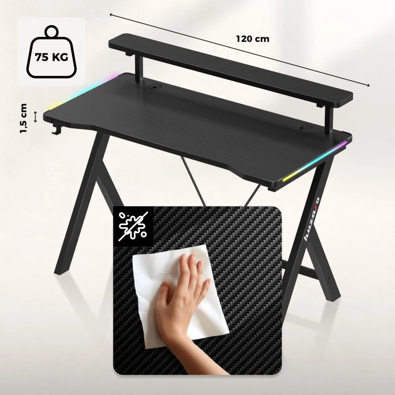 LED Gaming-Schreibtisch Huzaro Hero 1.9 RGB 120 cm