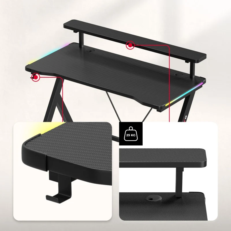 LED Gaming-Schreibtisch Huzaro Hero 1.9 RGB 120 cm