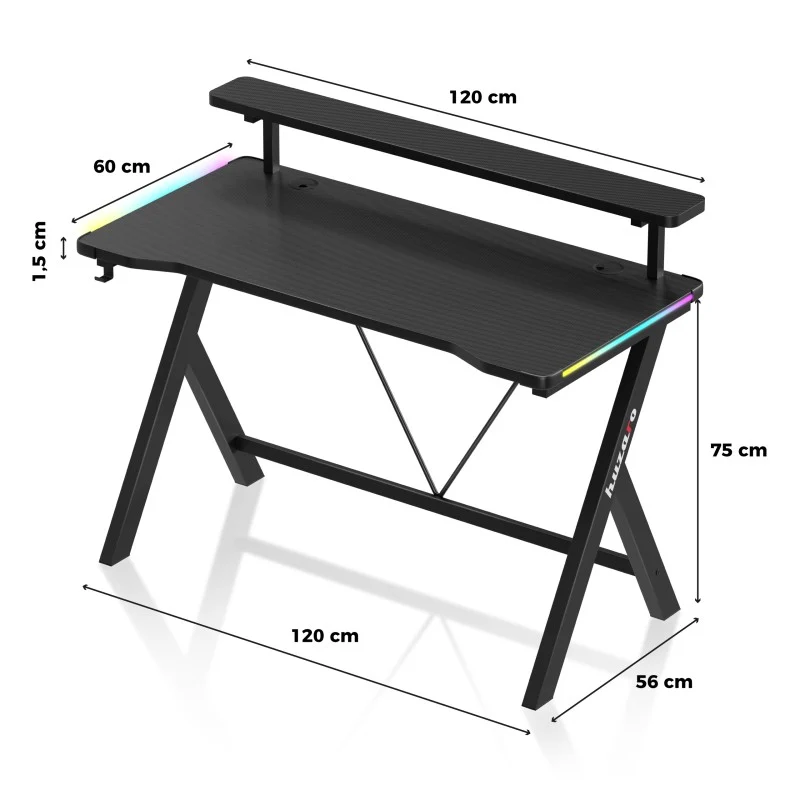 LED Gaming-Schreibtisch Huzaro Hero 1.9 RGB 120 cm