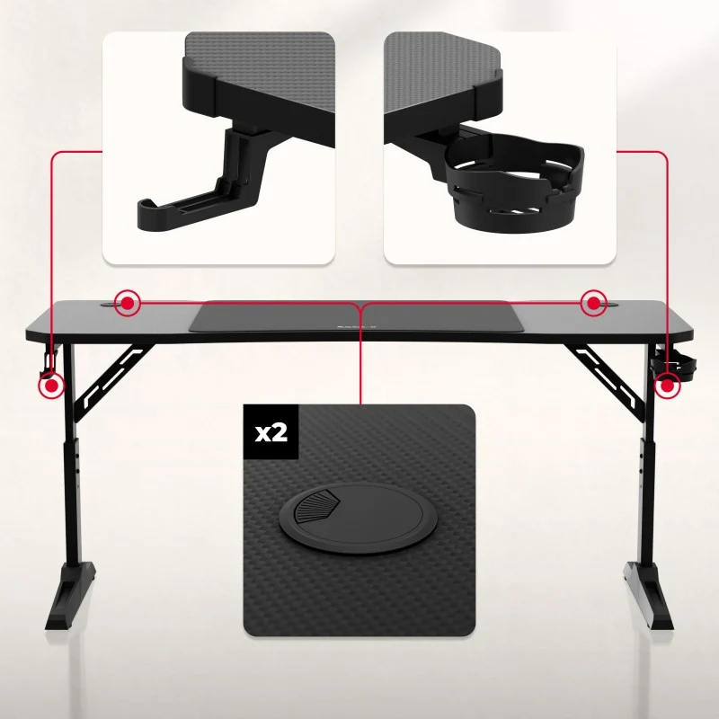 Gaming-Schreibtisch Huzaro Hero 4.6 Black 160 cm