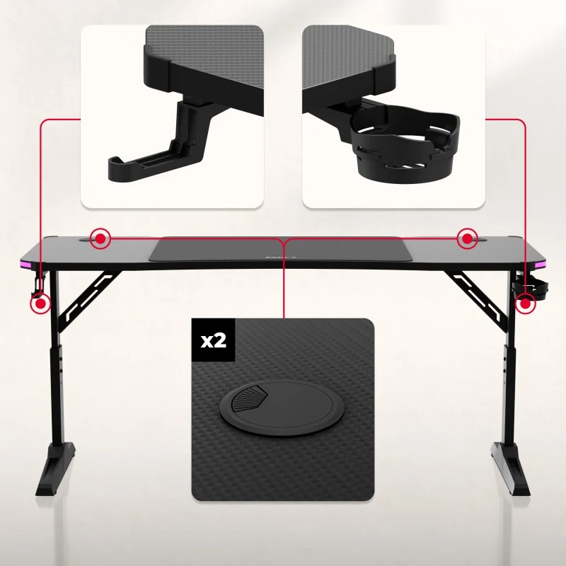 Gaming-Schreibtisch LED Huzaro Hero 4.6 RGB Black 160 cm