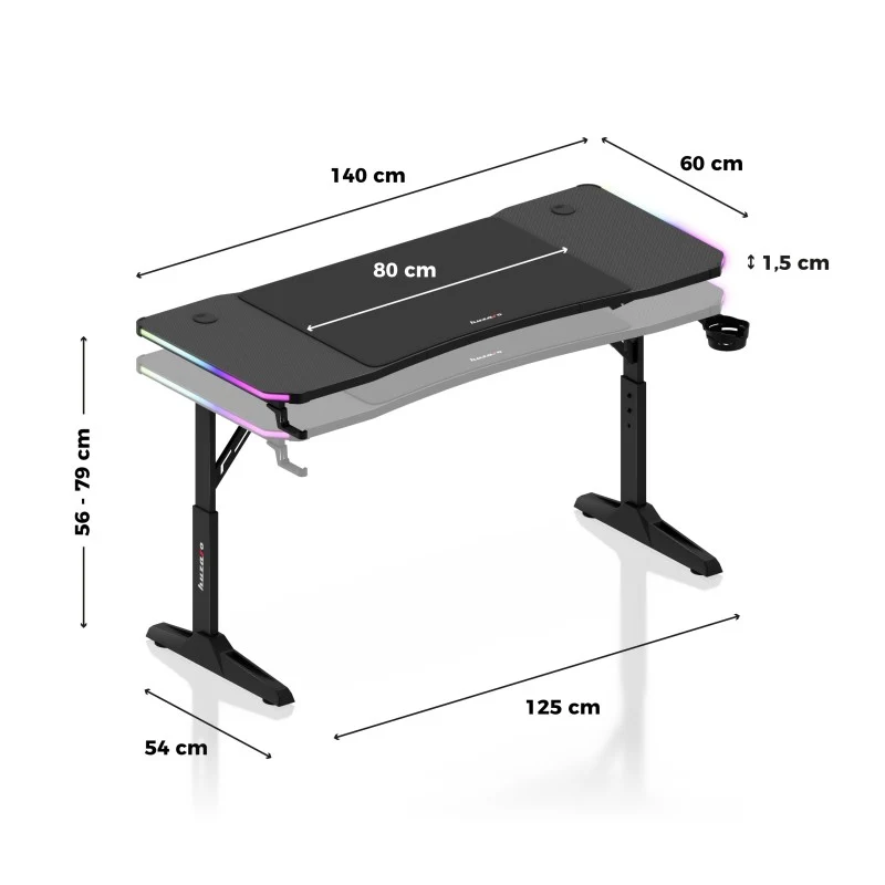 LED Gaming-Schreibtisch Huzaro Hero 3.6 RGB Black