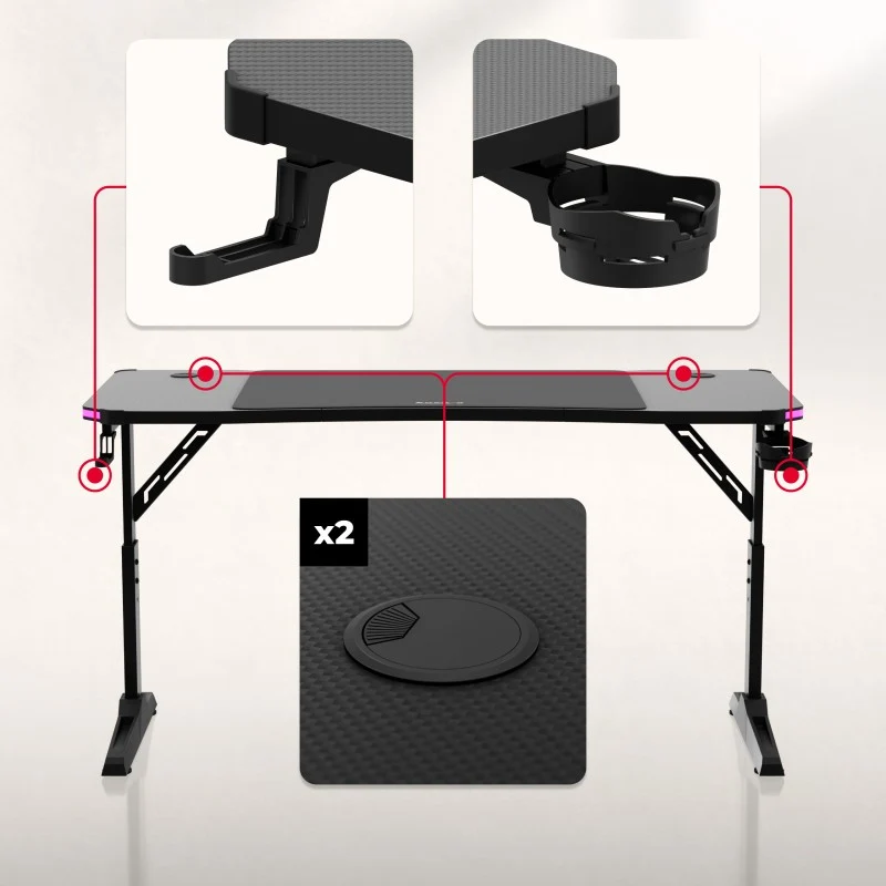 LED Gaming-Schreibtisch Huzaro Hero 3.6 RGB Black