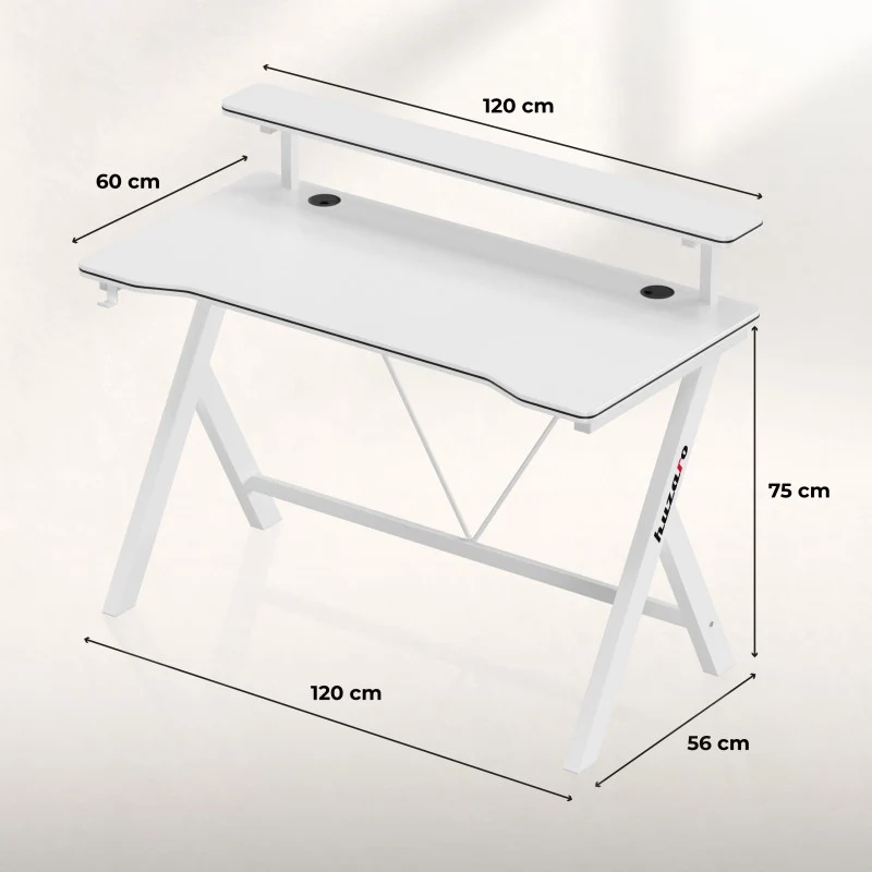 Gaming-Schreibtisch 120 cm Huzaro Hero 1.9 White