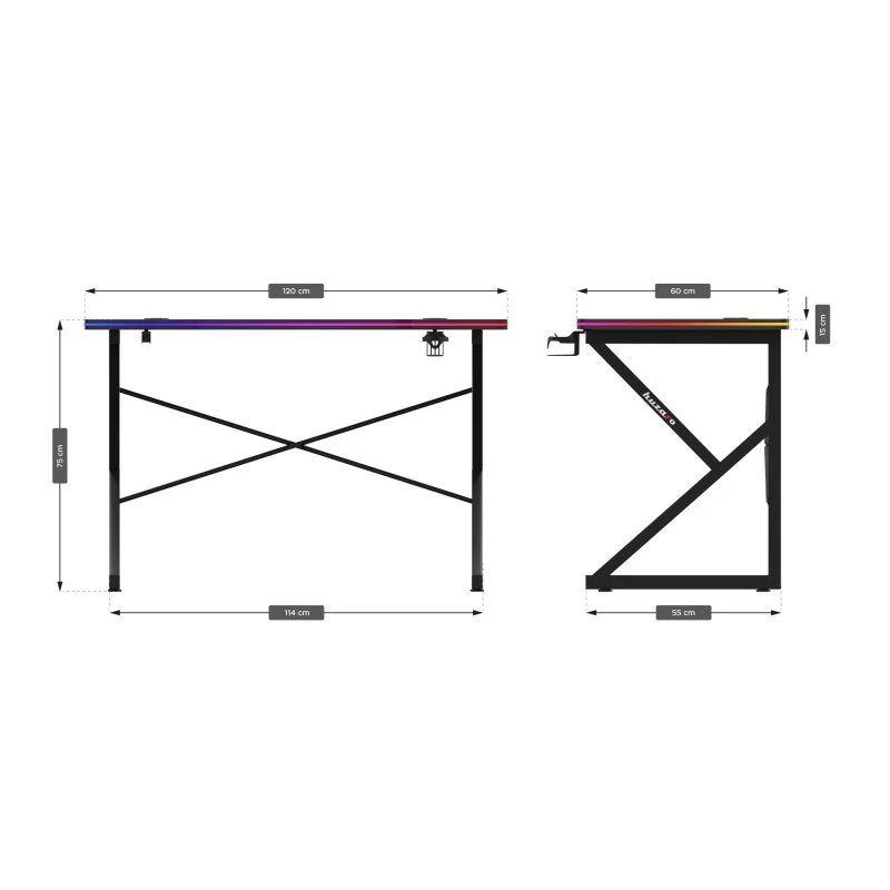 Gaming-Schreibtisch Hero 1.7 RGB Black 120 cm