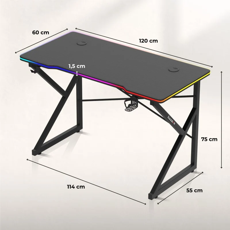 Gaming-Schreibtisch Hero 1.7 RGB Black 120 cm