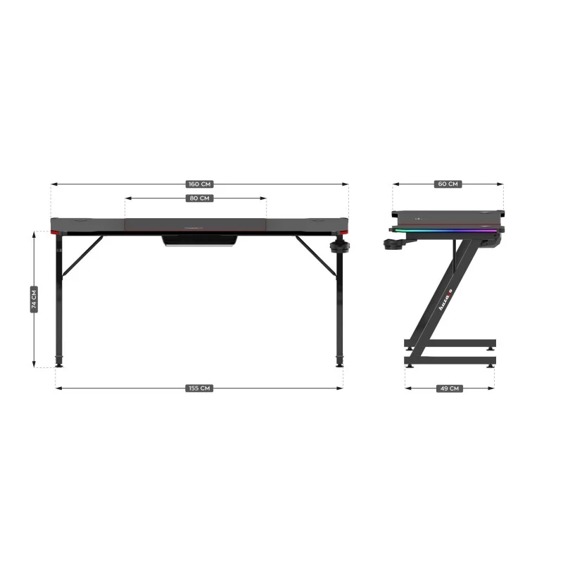 Gaming-Schreibtisch Huzaro Hero 4.8 RGB Black 160 cm