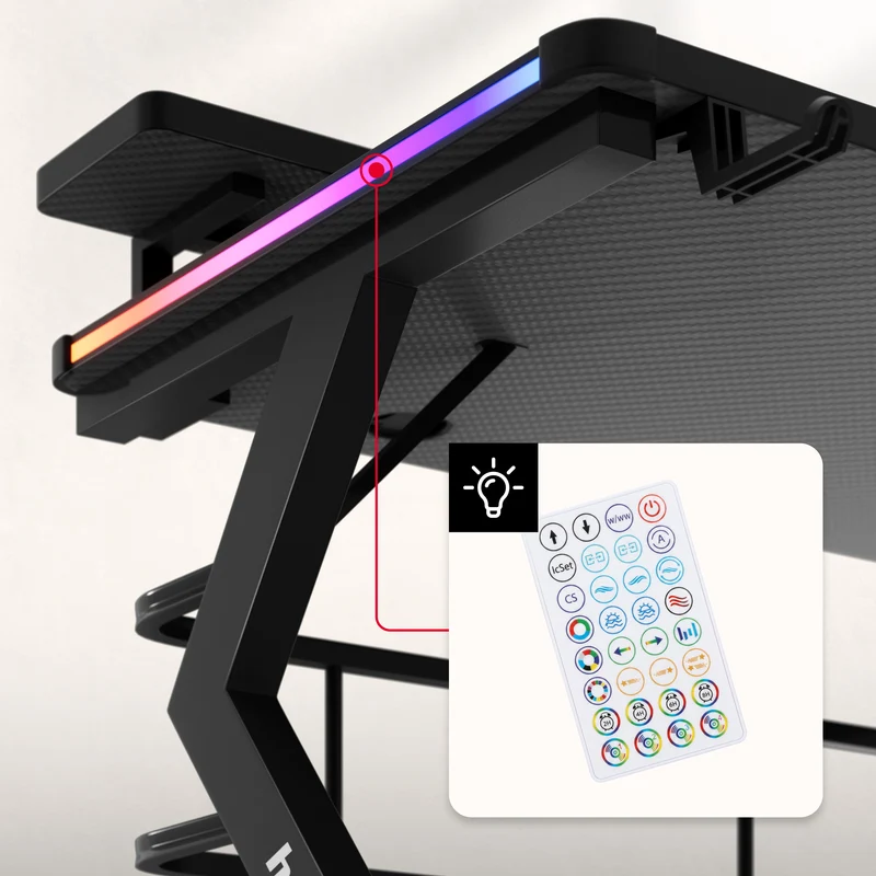 Gaming-Schreibtisch Huzaro Hero 5.0 RGB LED Schwarz 120 cm