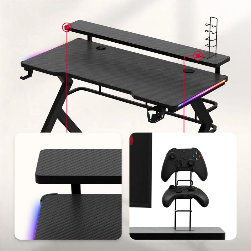 Gaming-Schreibtisch Huzaro Hero 5.0 RGB LED Schwarz 120 cm