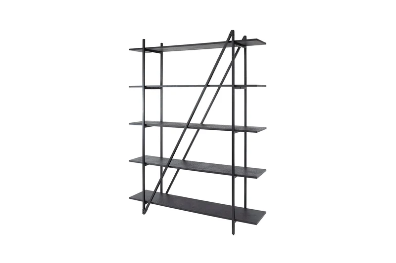 KAWOLA Wandregal PEARA 140 cm MDF-Holz schwarz 5 Stufig
