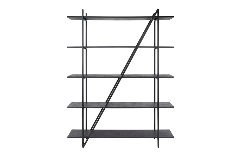 KAWOLA Wandregal PEARA 140 cm MDF-Holz schwarz 5 Stufig