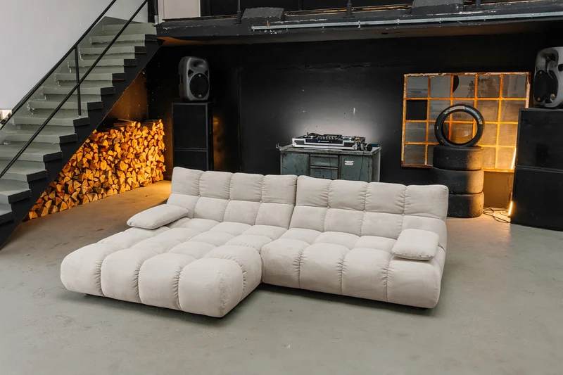 KAWOLA Sofa VIVIEN Ecksofa Feincord beige