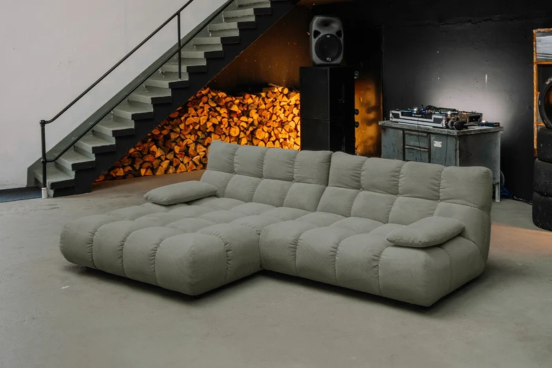 KAWOLA Sofa VIVIEN Ecksofa Feincord olivgrün