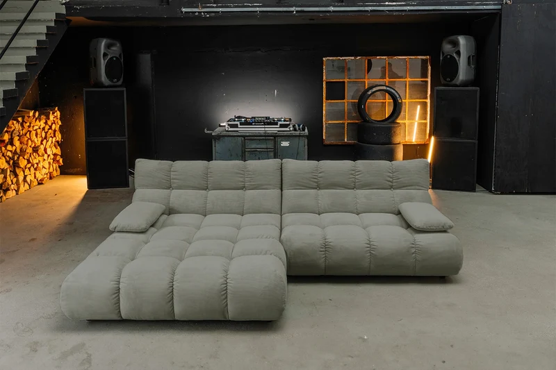 KAWOLA Sofa VIVIEN Ecksofa Feincord olivgrün