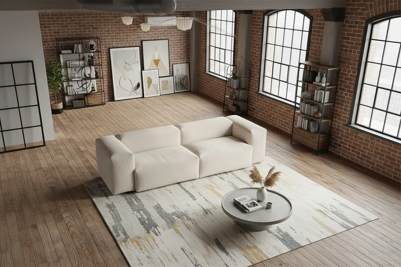 KAWOLA Sofa CELESTE 4-Sitzer mit Hocker Cord cremeweiß