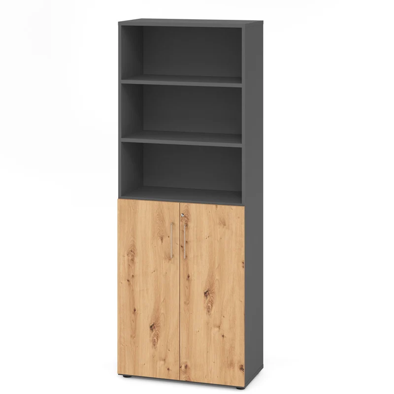 Hammerbacher Aktenschrank Serie 9, Kombischrank 6 OH, abschließbar, 80 x 215,6 x 42cm