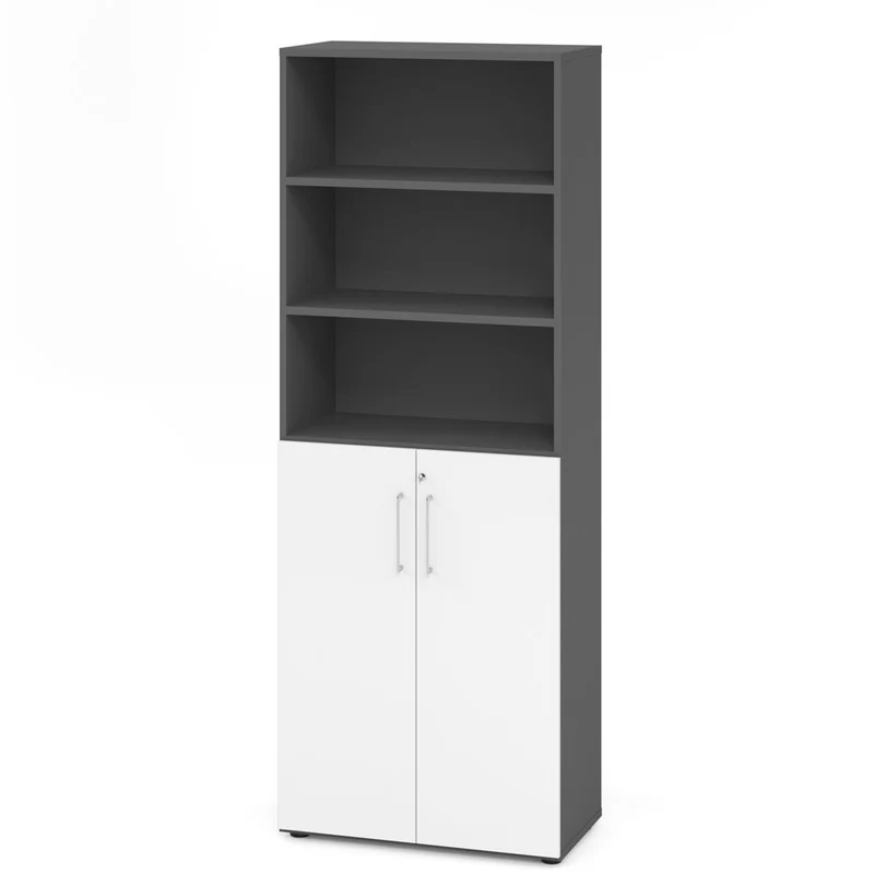 Hammerbacher Aktenschrank Serie 9, Kombischrank 6 OH, abschließbar, 80 x 215,6 x 42cm