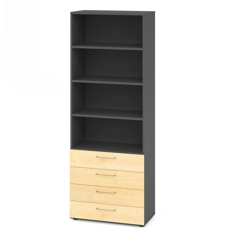 Hammerbacher Schubkasten-Schrank Serie 9, Kombischrank 6 OH, 4 Schübe, 4 Fach, 80 x 215,6 x 42cm(B/H/T)