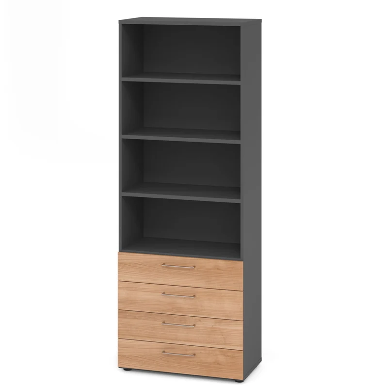 Hammerbacher Schubkasten-Schrank Serie 9, Kombischrank 6 OH, 4 Schübe, 4 Fach, 80 x 215,6 x 42cm(B/H/T)