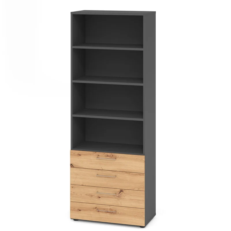 Hammerbacher Schubkasten-Schrank Serie 9, Kombischrank 6 OH, 4 Schübe, 4 Fach, 80 x 215,6 x 42cm(B/H/T)