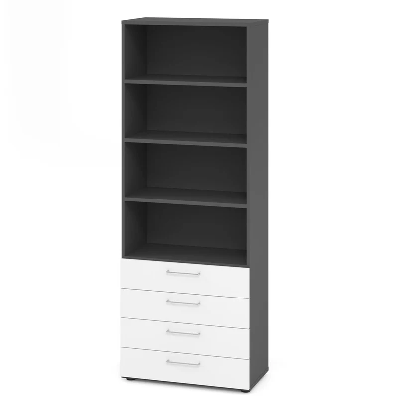 Hammerbacher Schubkasten-Schrank Serie 9, Kombischrank 6 OH, 4 Schübe, 4 Fach, 80 x 215,6 x 42cm(B/H/T)