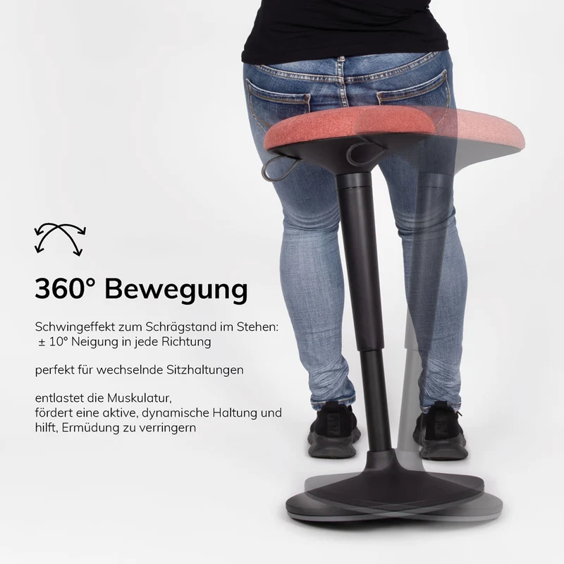 Lento sella flex Bürohocker | Sitz-Stehhilfe| Sitzhocker mit Schwingeffekt