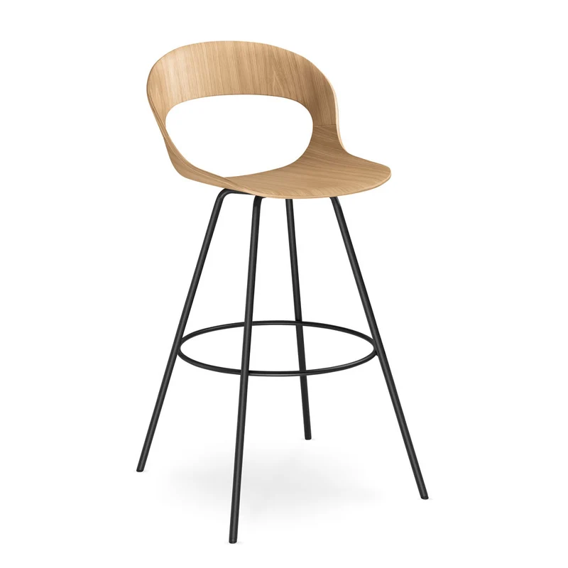 YOS B3 Lotus Design Barhocker | Tresenstuhl | Echtholz Furnier Eiche | mit Polster